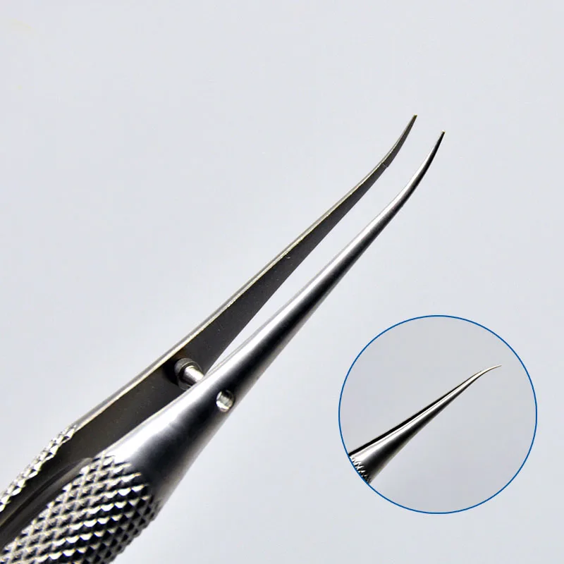 11cm Stainless Steel Round Handle  Eyelid Tweezers Tooth Platform Ophthalmic Instruments 14cm