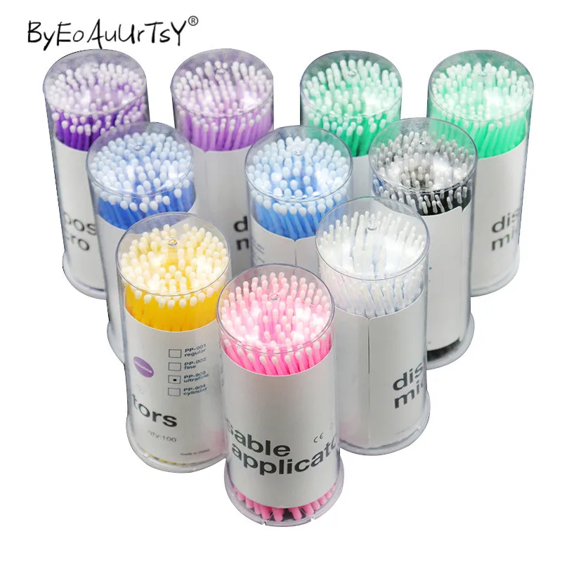 100pcs Disposable Micro Eyelash Brushes Mascara Wands Applicator Wand Lashes Brushes Spoolers Eyelashes Extension Makeup Tools