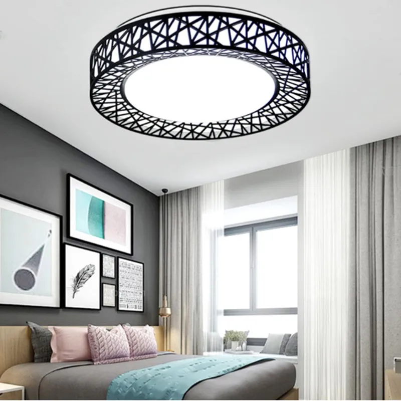 Modern LED ceiling lights for Bedroom living room Iron light fixture Home decorative Black/White Round Bird Nest Ceiling Lamp