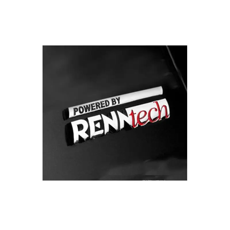 1PCX Metal Zinc Alloy POWERED BY RENNTECH Car Sticker Emblem Vehicle Badge Embleme Emblema Auto Logo