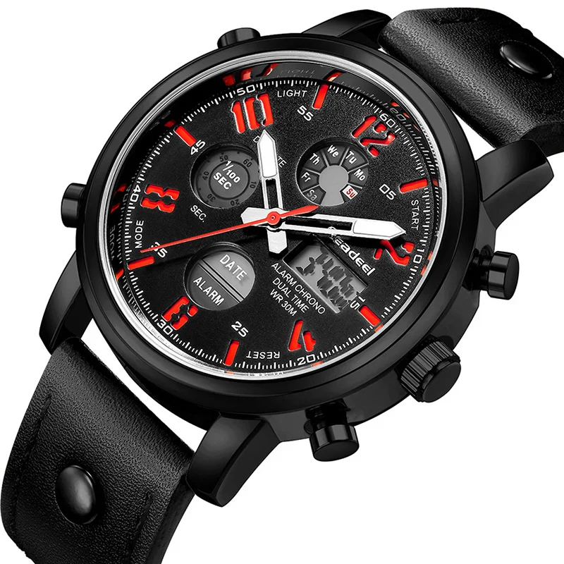 Uomini Sport Digital Orologi da Uomo Impermeabile Al Quarzo Data Orologio Uomo In Pelle Esercito Militare Orologio Da Polso Da Uomo reloj hombre