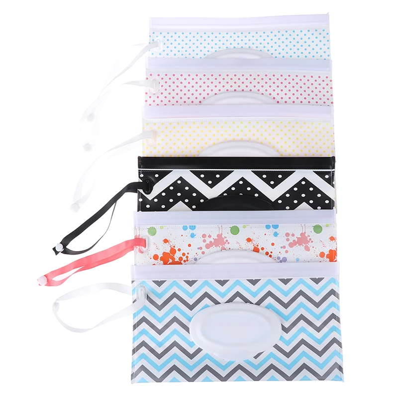 Eco-friendly Easy-carry Wet Wipes Bag Snap Strap Wipes Container Clamshell Cosmetic Pouch Clutch Cleaning Wipes Case