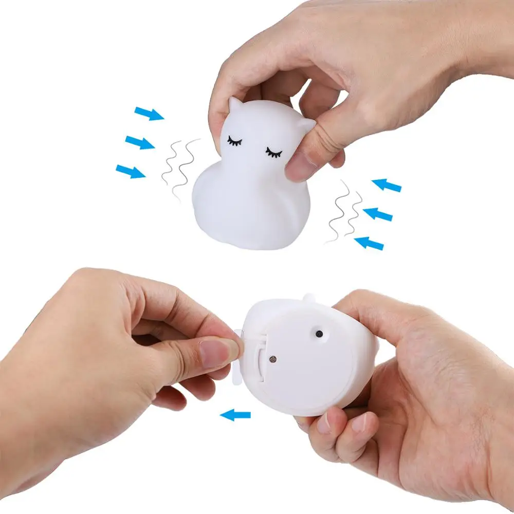 Lampe LED portable en silicone pour enfants, mini ours, lapin, hippopotame, théâtre, PenEcolLamp, veilleuse RVB, dessin animé, animal, enfants,