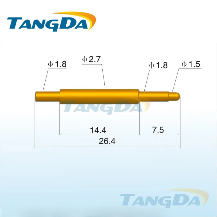 Tangda pogo pin connector DHL/EMS D2.7*26.4mm 3A current Contact spring needle Device test probe welding