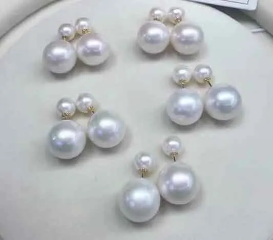 fine jewelry 18K white 6-10mm natural Freshwater Pearls earrings wholesale