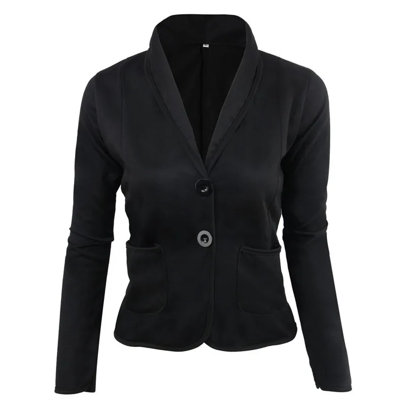 Arbeit 6xl 5xl 4xl Herbst Frauen grau ol Büro Dame Blazer Mode 2 Taschen Langarm Jacken elegante Arbeit Blazer feminino