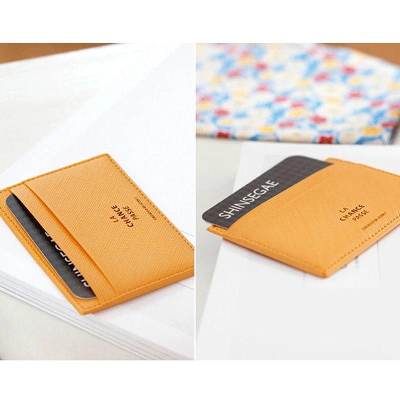 PULUE Small Mini Leather Bank Credit Business ID Card Holder Thin Wallet Case for Men Women New Three Pockets Bus Card Bag Purse