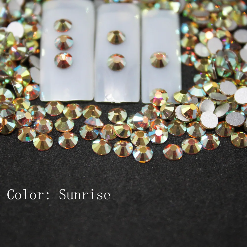 SS3-SS34 sunrise Rhinestones Back Flat Round Nail Art Decorations And Stones Non Hotfix Rhinestones Crystals for DIY Glass