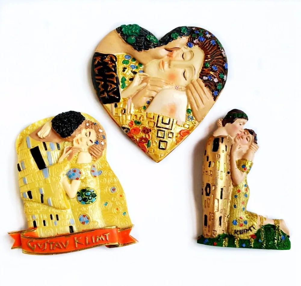 Hot Sale Austrian Painter Gustav Klimt Kiss 3D Fridge Magnets Tourism Souvenirs Refrigerator Magnetic Stickers Gift