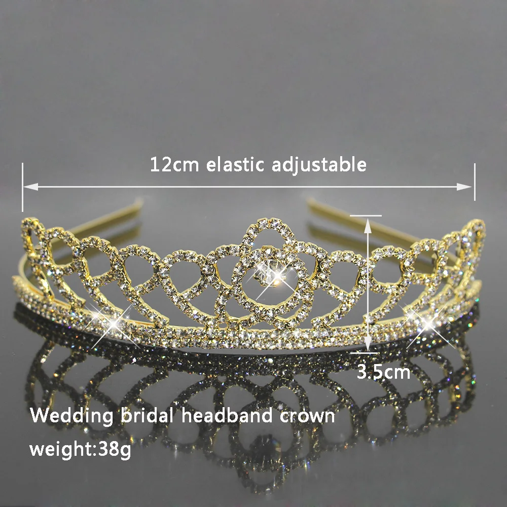 Bridal Crystal Princess Tiaras and Crowns Elegant Gold Hairbands Rhinestone Wedding Hair Jewelry Fashion Hair Accessories