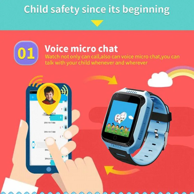 Montre connectée GPS pour enfant, avec lampe de poche, dispositif de localisation d'appel SOS, traceur, montres-bracelets sûres pour bébé