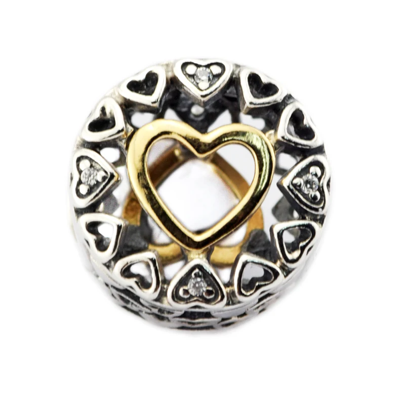 

925 Sterling silver beads Fit Brand Charm bracelets Circle of Love Clear CZ in Hearts Beads European Style DIY Jewelry Making