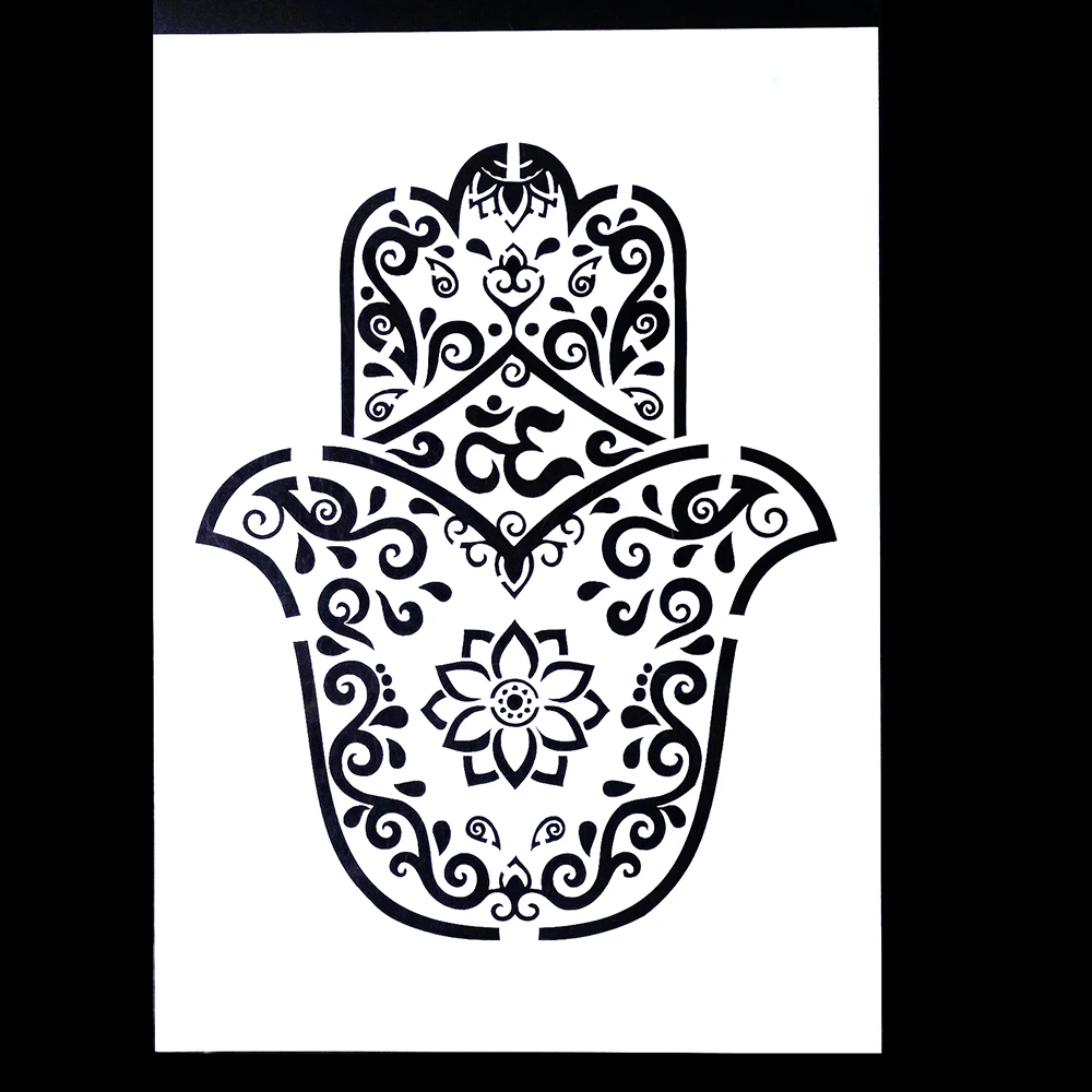 A4 A3 A2 DIY Craft Hamsa Palm Mandala Stencil For Wall Painting Scrapbooking Stamping Album Decorative Embossing Paper Card
