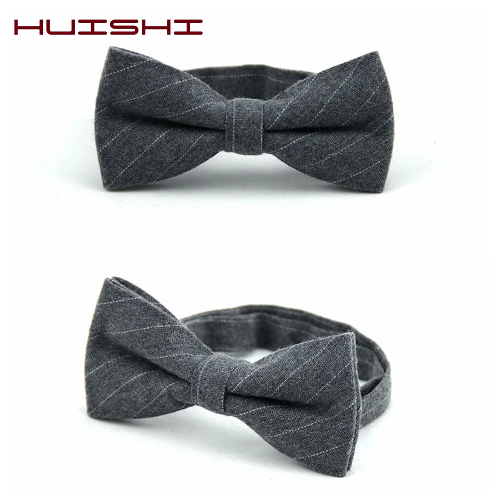 HUISHI High Quality Fashion Casual Bow Ties For  Men Bowtie Cotton Butterfly Tie Stripe Man's suit Tuxedo For Wedding Business