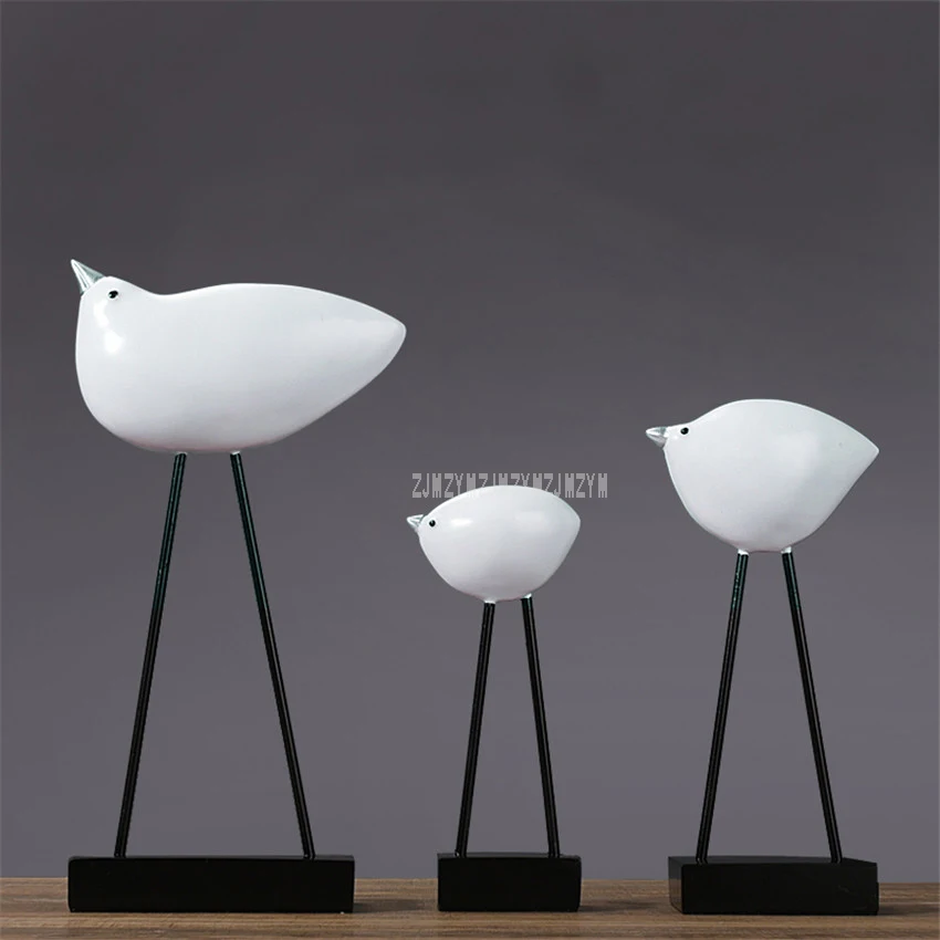 

1Set 3pcs European Resin Bird Figurines Living Room Animal Statue Decoration Modern Wedding Gift Home Cabinet Accessories