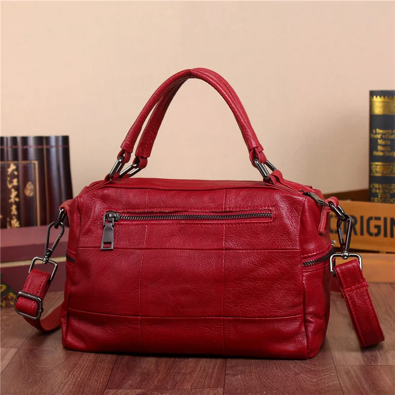 Nesitu High Quality Promotion New Red Black Grey Brown Genuine Leather Small Women Handbags Tote Shoulder Messenger Bag M8916