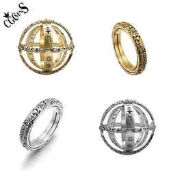 CGCMNS Rotatable Astronomical Ball Ring For Mens Armillary Sphere Ring With 12 Constellation and 8 Planet T