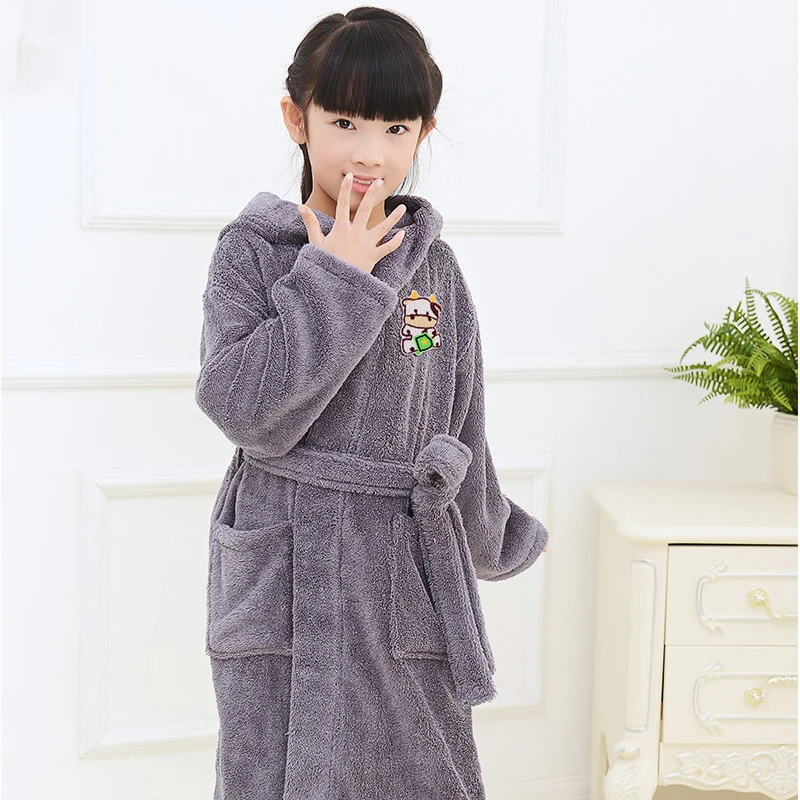 

Cotton Children Bathrobe for Girls Towel Cartoon Fleece Cap Boys and Girls Thick Bathrobes Bathing bath spa christmas winter