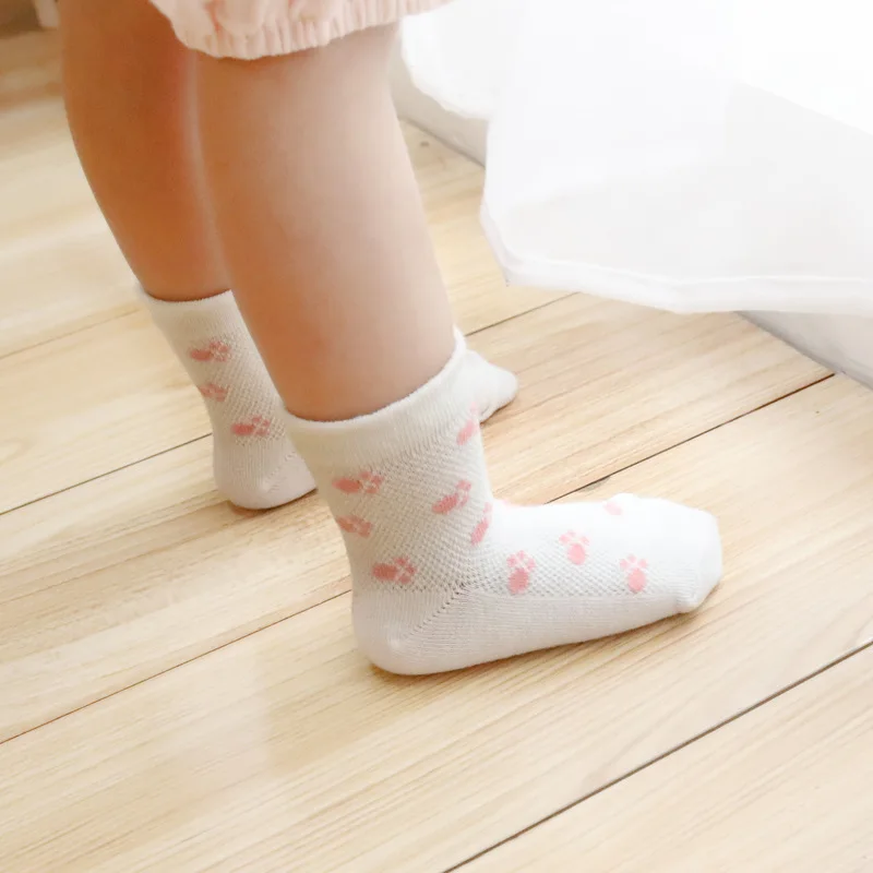 5 Pairs Summer Baby Cartoon Bear Mesh Cotton Socks Kids Boys Girls Breathable Cotton Thin Socks for Toddler 0-3 Years