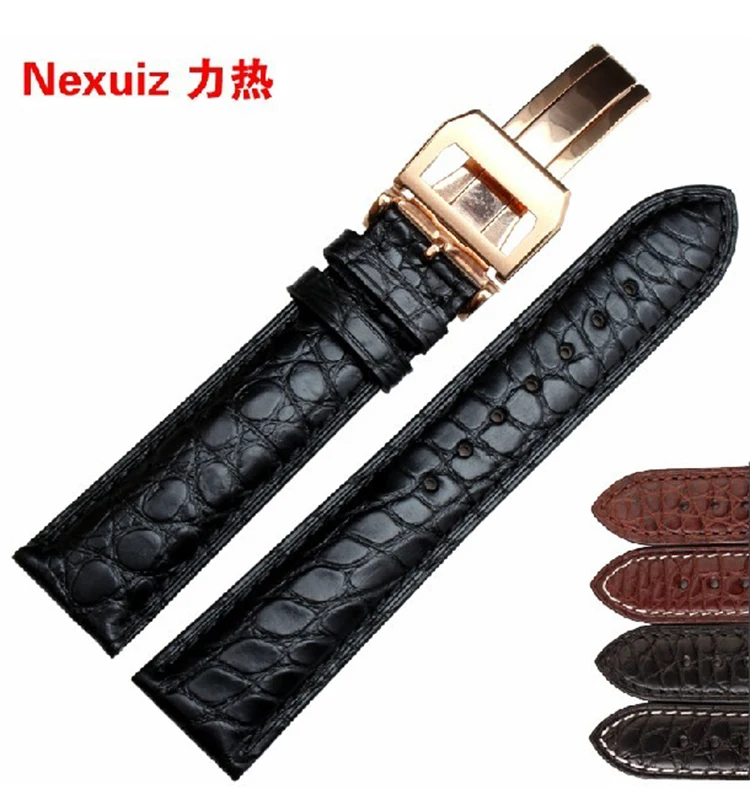 high quality Crocodile Alligator leather watchband for IW  wristband strap male 19/20/21/22mm Black Brown deployment clasp