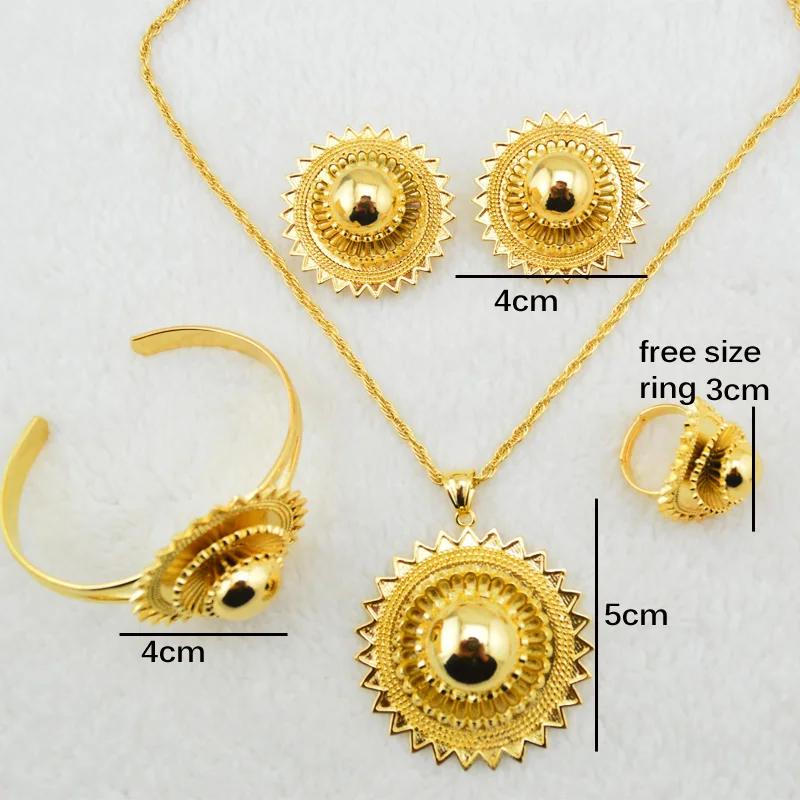 Ethlyn Classic Big Size and Heavy Ethiopian Wedding Sets Gold Color Jewelry African/Sudan/Nigeria/Kenya Bridal Jewelry S23A