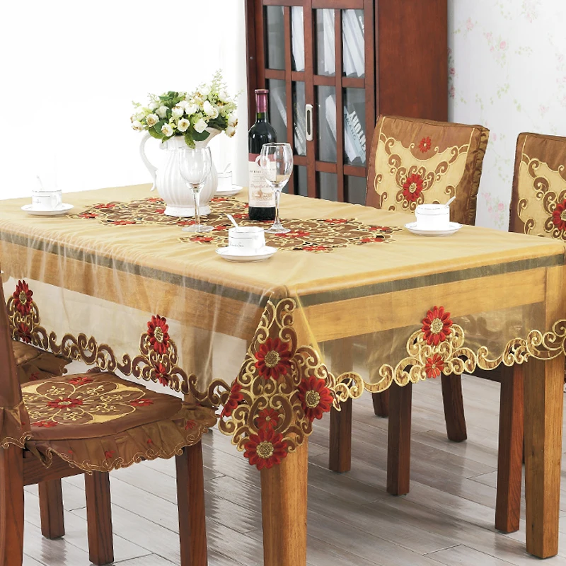 1PCS table cloth rectangular home embroidered hotel dining tablecloth elegant luxury table covers for Christmas home decoration