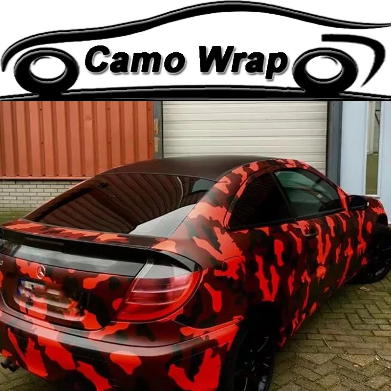 

5/10/15/20/25/30X1.52M Red Black Camouflage Vinyl Wrap Roll Car Styling Sticker Motorcycle Truck Car Camo Wrapping Film Foil