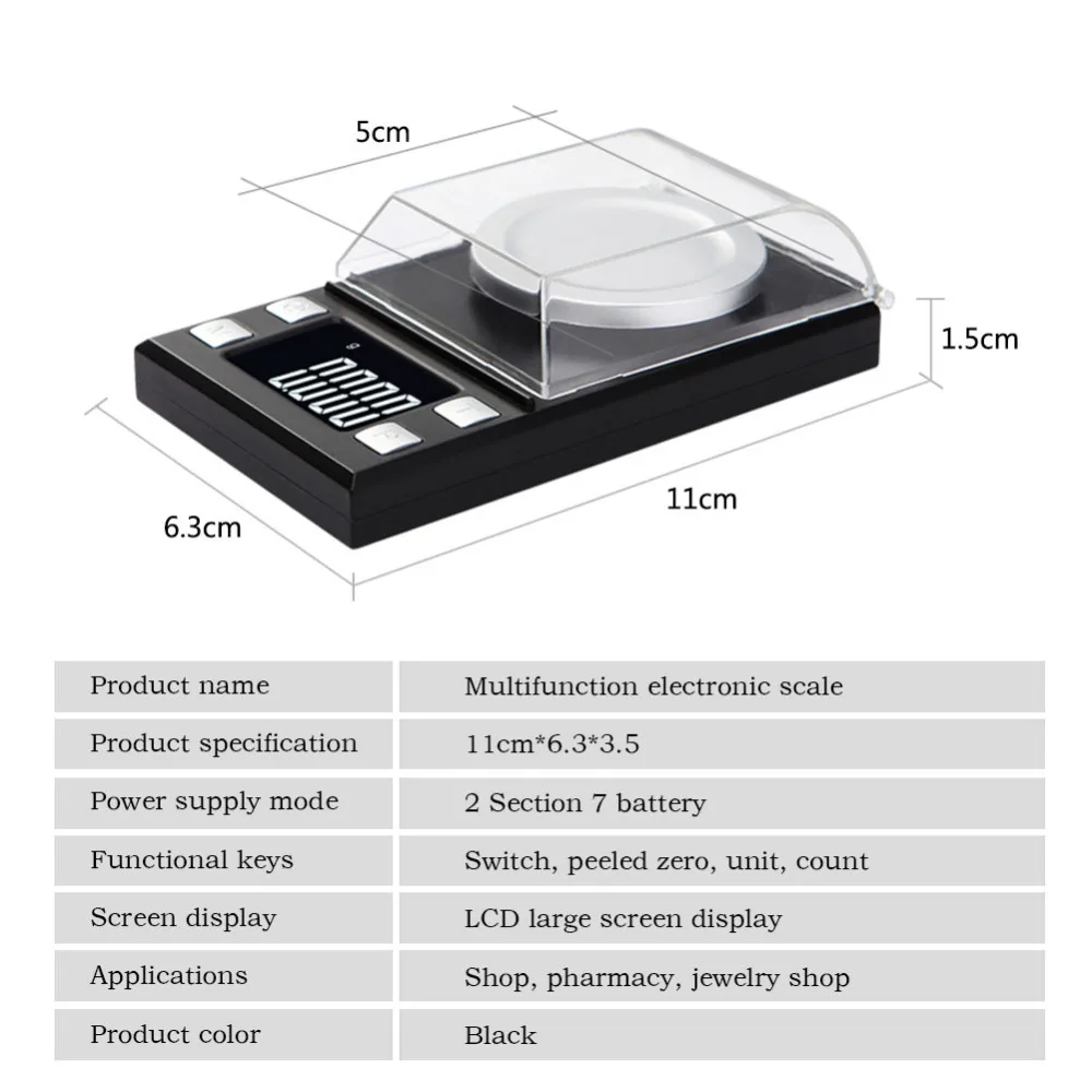 Yieryi Electronic Scale LCD Digital Scale 0.001g Precision Medicine Jewelry Karat Scale 10g / 20g / 50g / 100g Pocket Scale