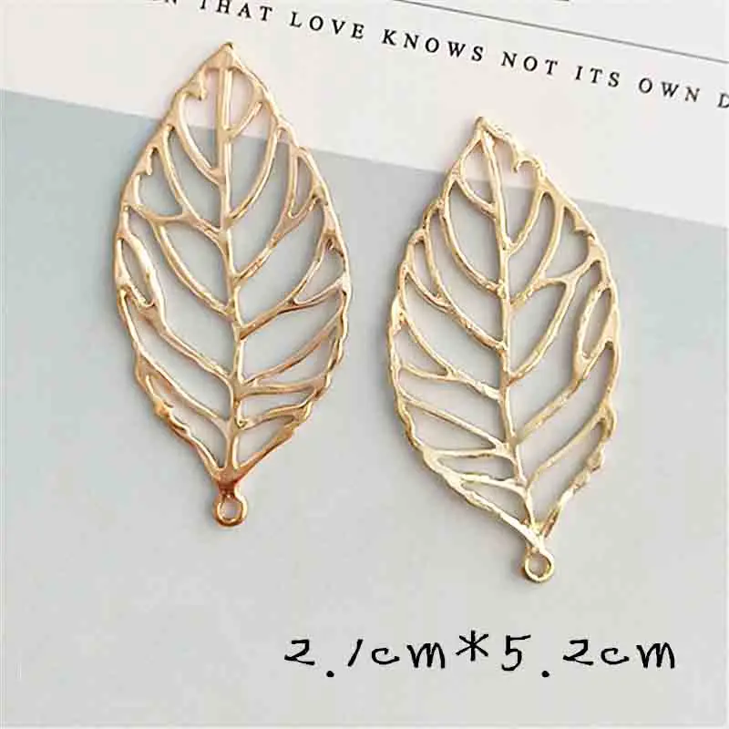 10 pcs/lot Alloy Creative Gold Leaf Pendant Buttons Ornaments Jewelry Earrings Choker Hair DIY Jewelry Accessories Handmade