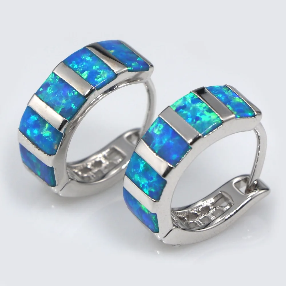 

JLE140 New Unique Design Stripe Pattern Blue Opal Back Hollow Earrings Wholesale & Retail Fashion Women Jewelry Earrings