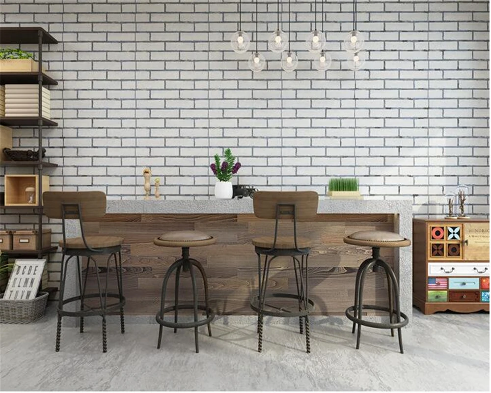 

beibehang pvc latest retro personality nostalgia three-dimensional brick wallpaper cafes bars restaurants background wall paper