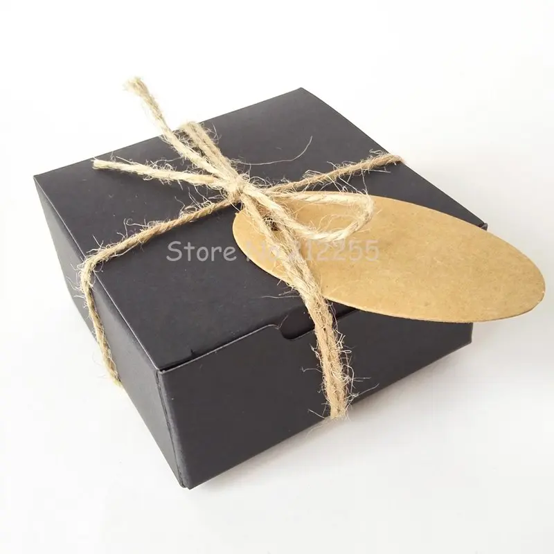 Wholesales/Retails 150 Pieces Square Gift Wrapping Kraft Paper Box With Tags & Hemp Rope Paper Soap BoxCardboard Paper SOB-003