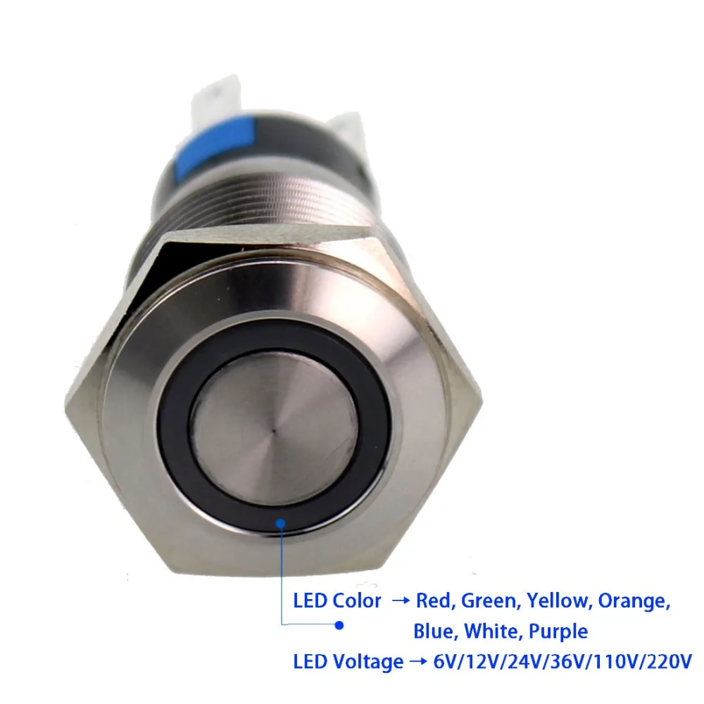 16mm high quality Light Power Switch Momentary Latching Waterproof Car Engine Stainless Steel LED Momentary Button Switch