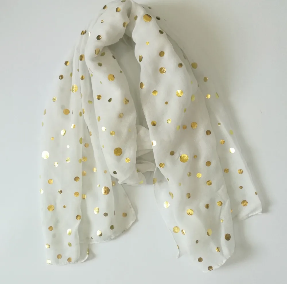 2017 New Fashion Dot Pattern Gold Foil Scarves Wrap Shawl Hjiab 3 Color Free Shipping