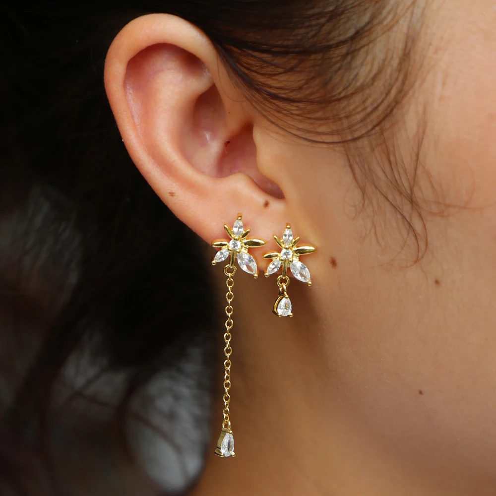 2018 Shiny Crystal CZ Cubic zirconia Leaf Long Drop Dangle Earrings New Design Fashion Statement Jewelry For Women Gift Brincos image 4