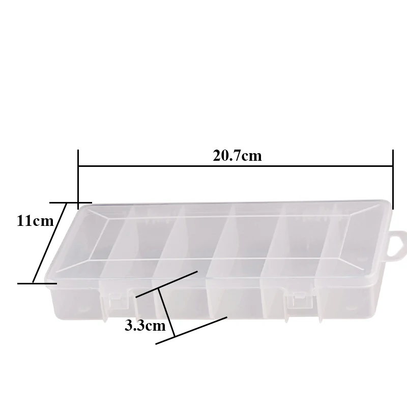 BASSKING Plastic Fishing Box 20.7*11*3.3cm 6 Spaces Portable Visible Lure Boxes Monolayer Interlayer Fishing Tackle Box Pesca