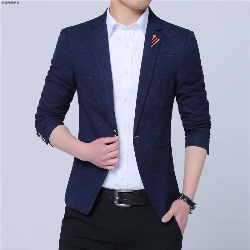 VERSMA 2017 Factory Direct Fashion Men Casual Suits Blazers Jacket Coat Male Korean Slim Fit Stripe Boy Blazers Jackets Men 5XL