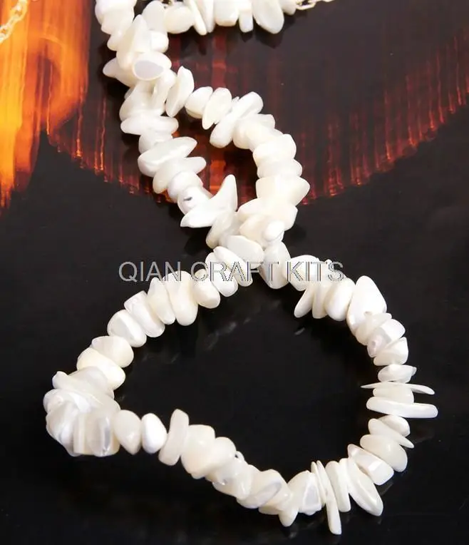 

Set of 5 big strands Natural Mother of Pearl Shell Beads Chips 36" Strand creamy or mixed colors (6-12mm beads)