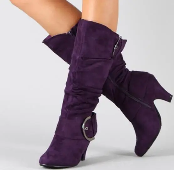 Bottes Hautes en Faux Daim pour Femme, Chaussures à Talons Pointus, Grande Taille 43, à la Mode, Collection Automne-Hiver 2024, Offre Spéciale