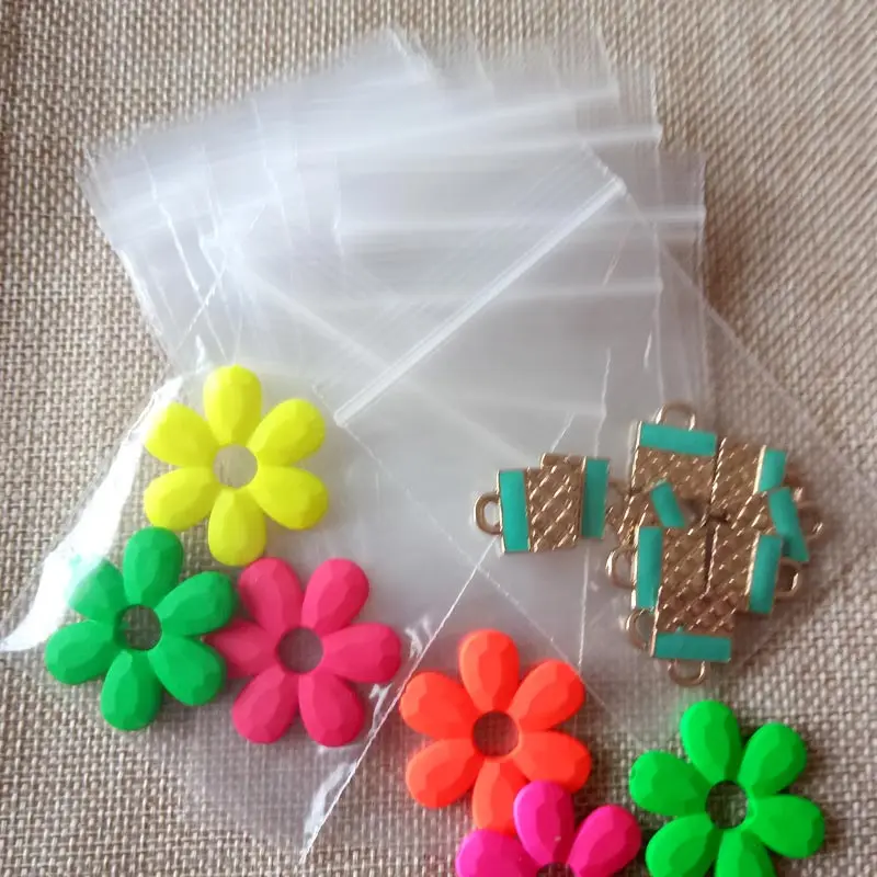 100pcs Jewelry Ziplock Zip Zipped Lock Reclosable Plastic Poly Clear Storage Bags Thickness 0.1mm