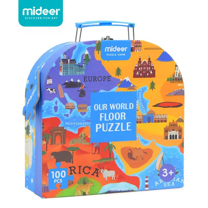 100Pcs Children Cognitive Educational Puzzle Toys Human Geography World Map Floor Puzzle Game Kids Gift With Box