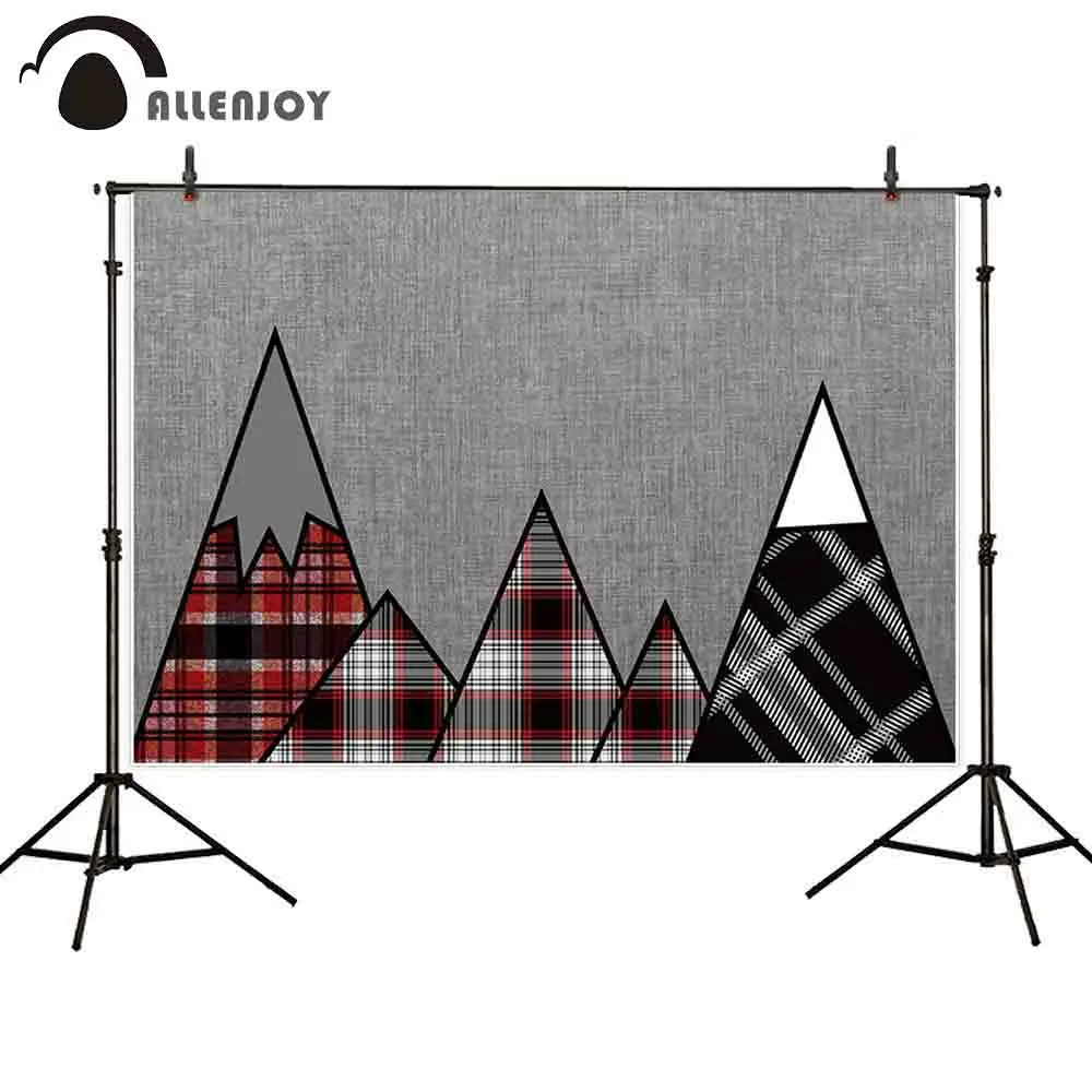 Allenjoy photography backdrop lumberjack plaid mountains christmas children background photocall photobooth photo shoot