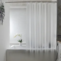 Nordic Plastic Waterproof Punch-free Shower Curtain Translucent Thickened Bath Curtains Frosted Atmosphere Partition Curtain