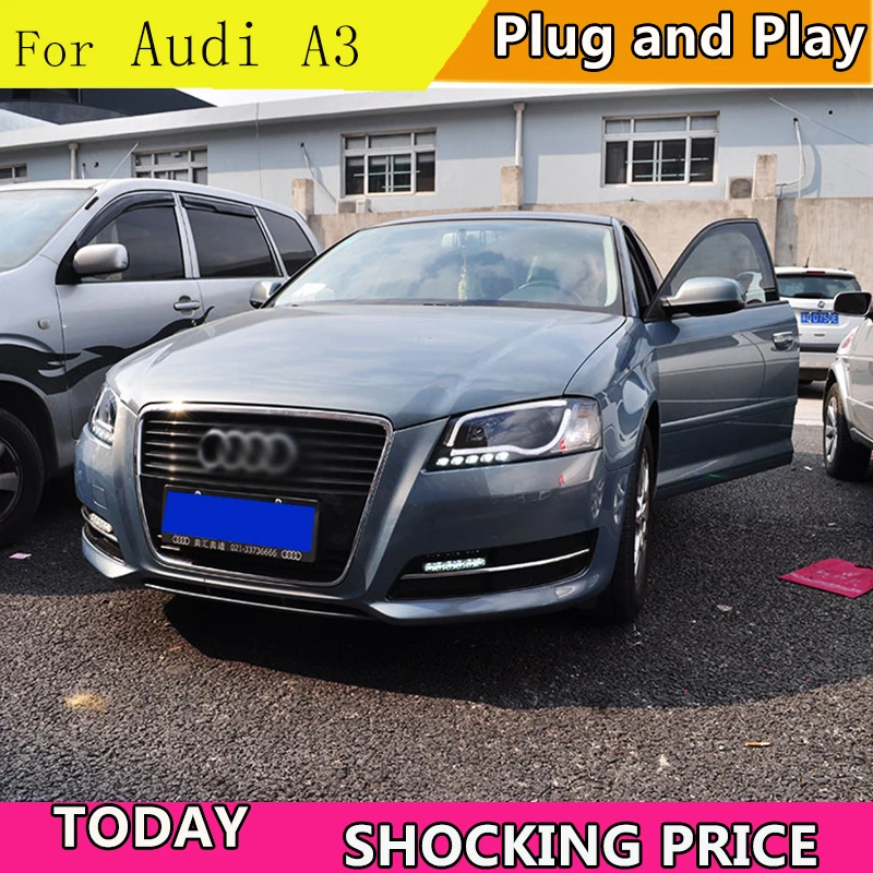 Doxa Car Styling for Audi A3 Headlights 2008-2012 for Audi A3 Head Light DRL Lens Double Beam H7 HID Xenon bi xenon lens