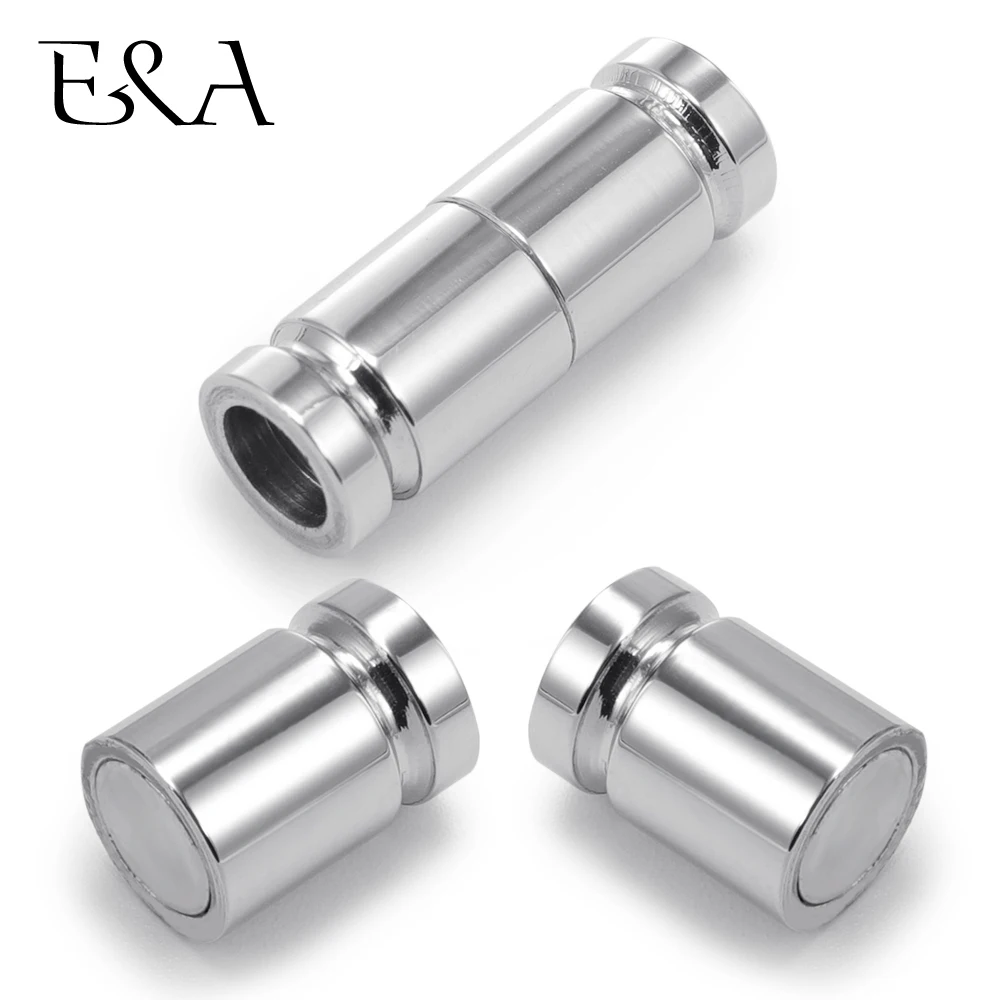 Stainless Steel Magnetic Clasp Column Hole 5mm Leather Cord Clasps Magnet Buckle DIY Bracelet Supplies Jewelry Making Components