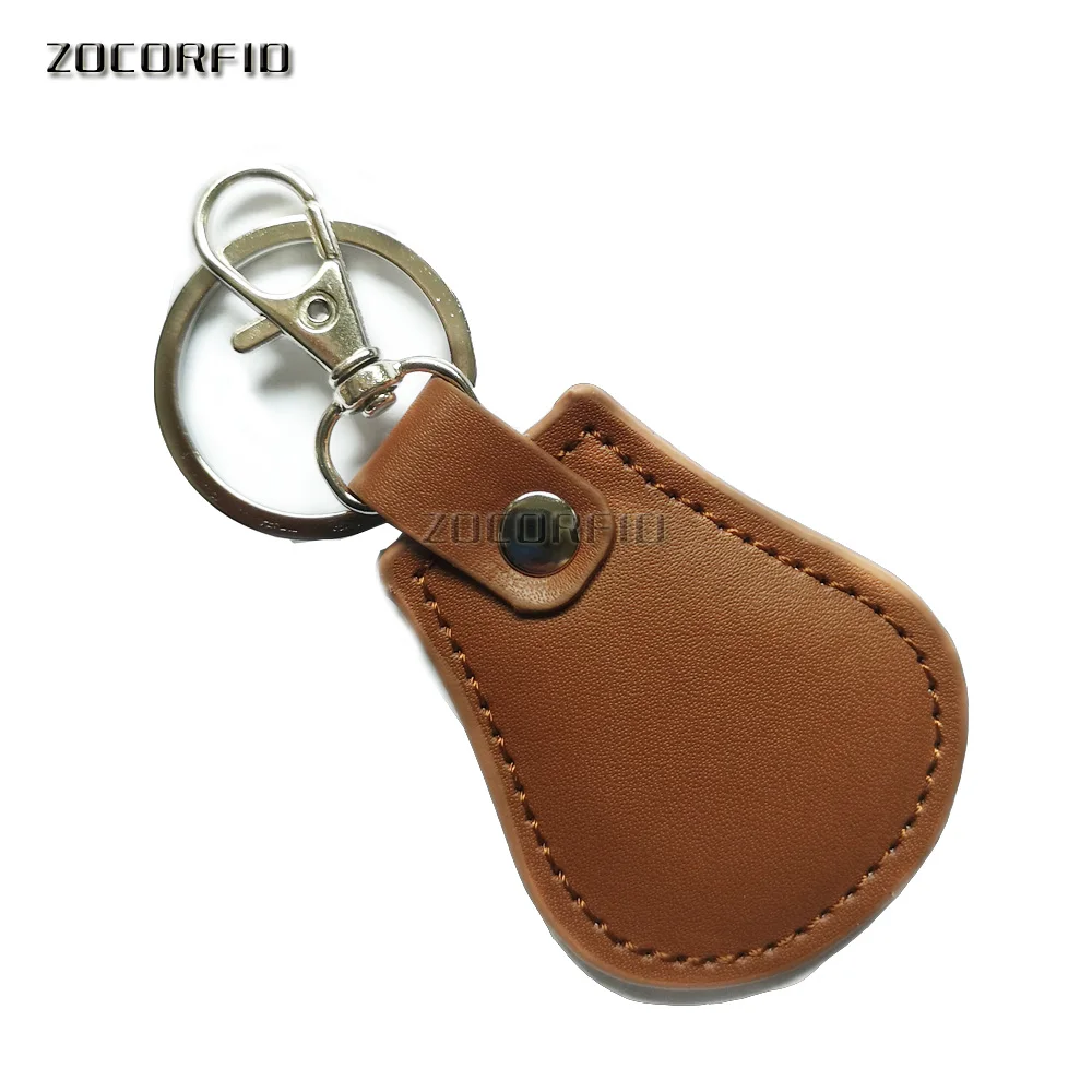 5pcs/lot 125KHZ RFID EM4100 EM Marine Brown Leather Keyfobs Tokey tag