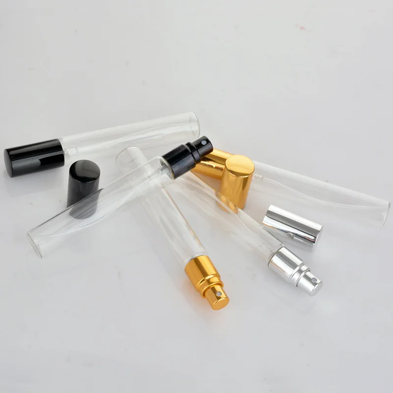 20pcs/lot 5ml 10ml 15ML Portable Glass Refillable Perfume Bottle With Aluminum Atomizer Empty Parfum Case For Traveler