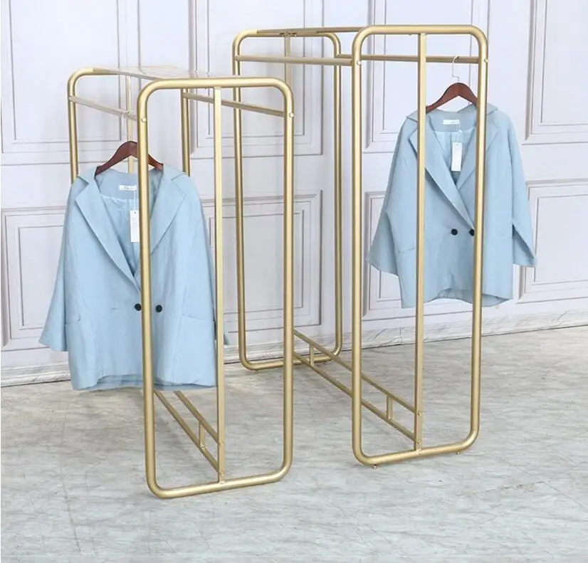 Clothing store in the island rack, landing double row nano-gold women's clothing store clothing rack, display rack