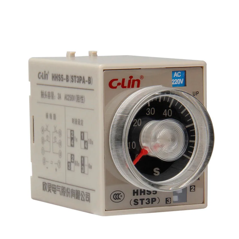 HHS5-B time relay, ST3PA-B, JSZ3A-B, delay 1S 10S 60S 6M, with base