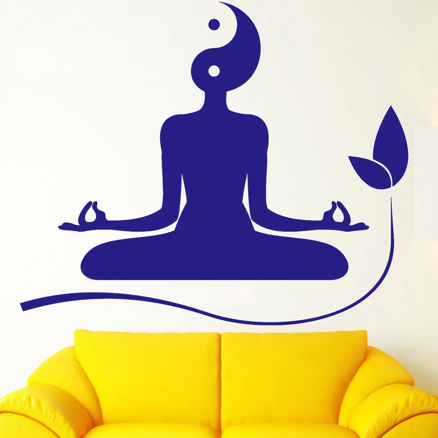 Vinyl Art Mural Sticker for Home Decor, Wall Decal, Yoga Meditation, Zen Buddhism, Yin Yan, Fitness, Many Colors, Many Colors